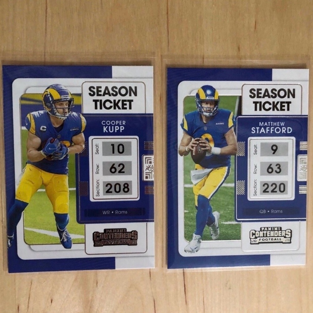 Cooper Kupp & Matthew Stafford Contenders Panini Cards #55 & #54 Super Bowl